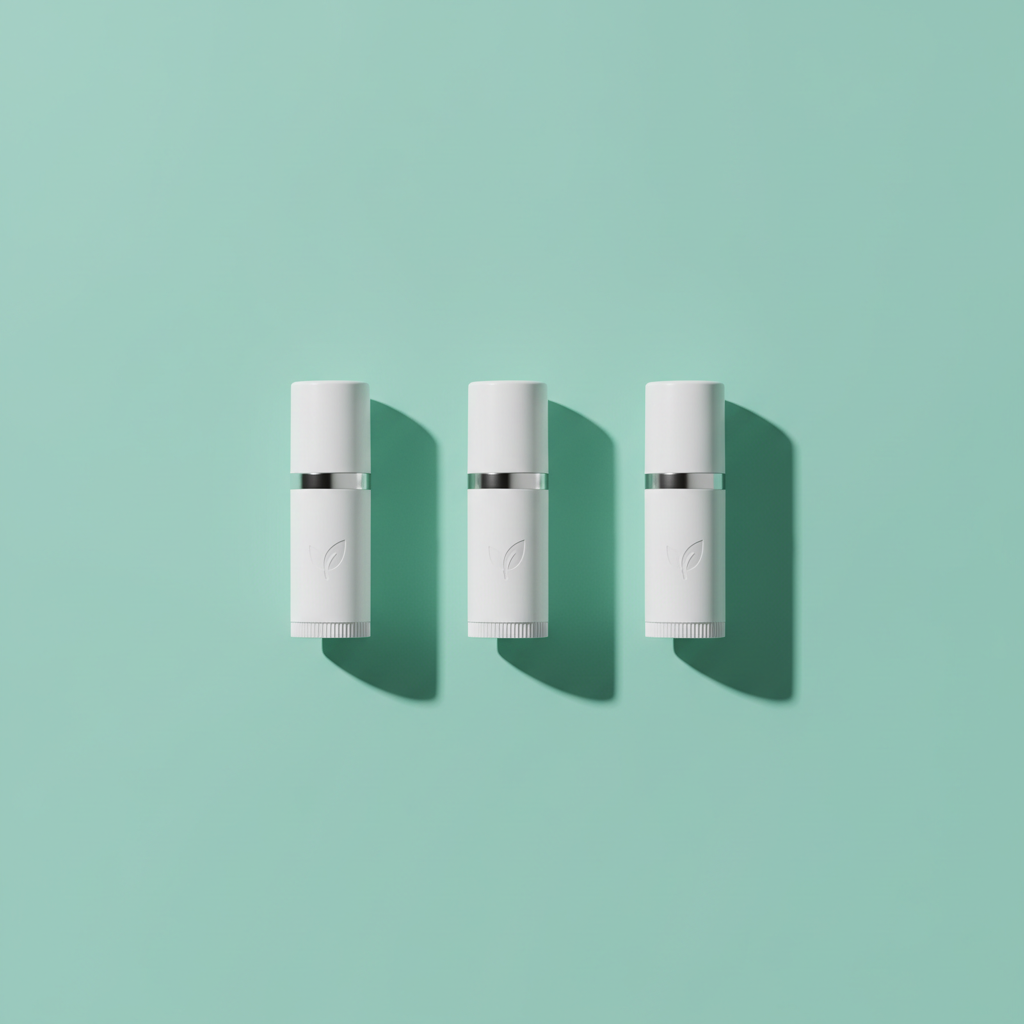 Lip Balm Set on mint green background