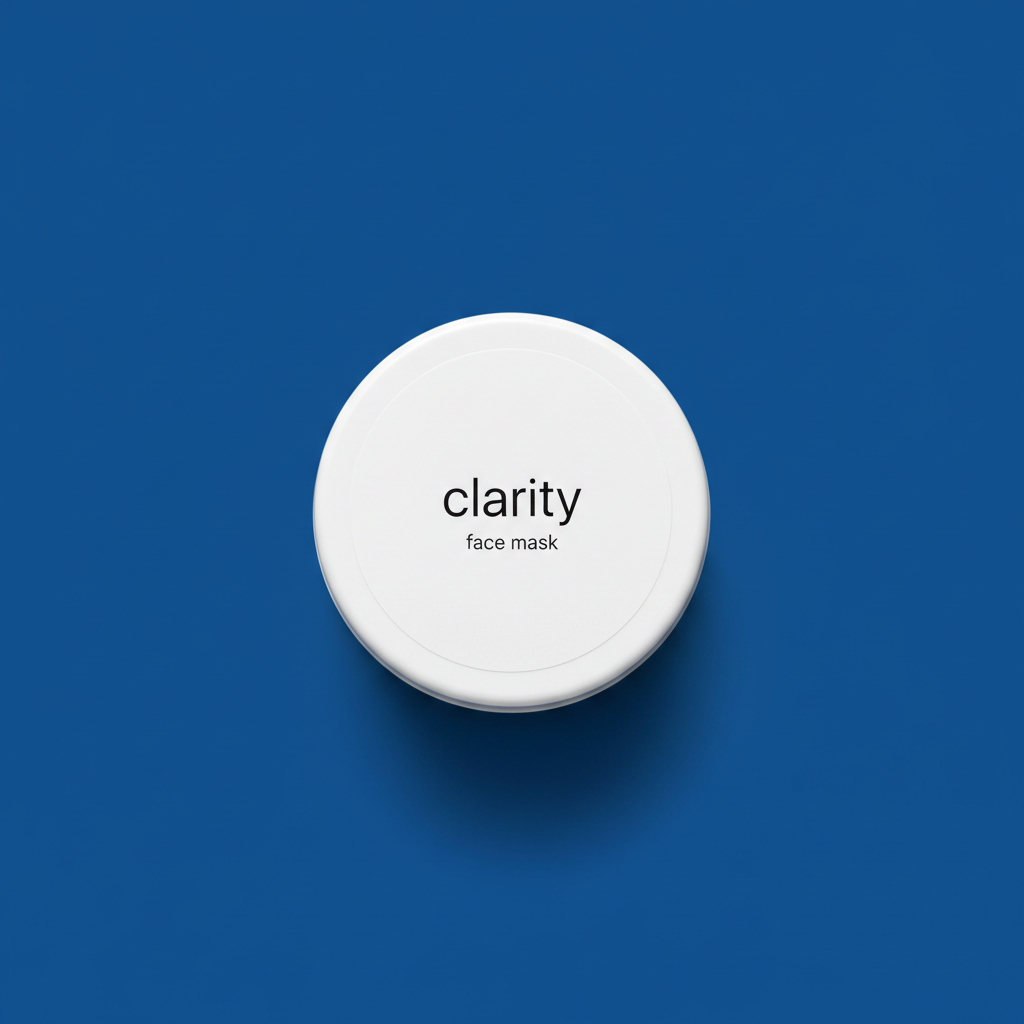 Glow Mask jar on cobalt blue background